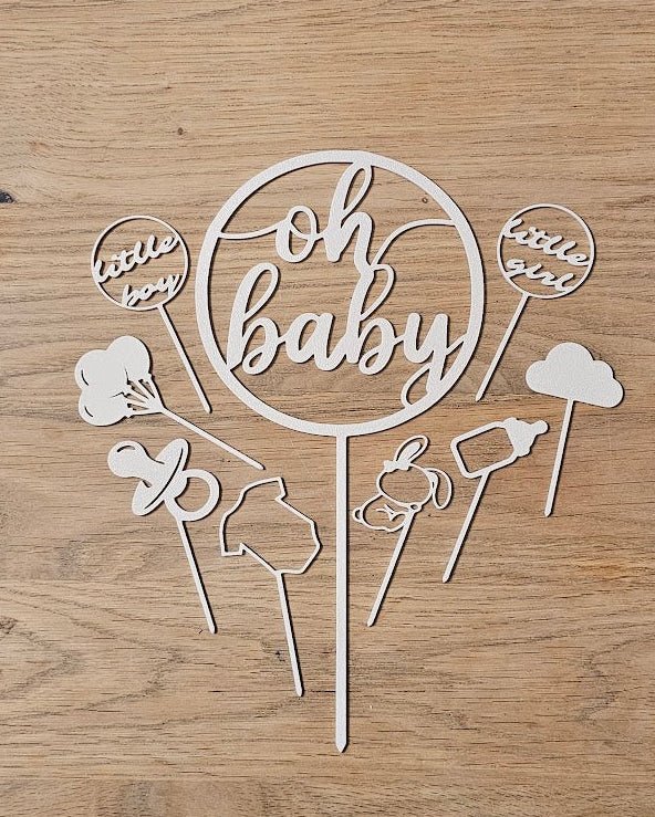 Oh Baby Deko - Set – 9 - teiliges Arrangement für Babyparty & Geschenke - DIMMEL.design